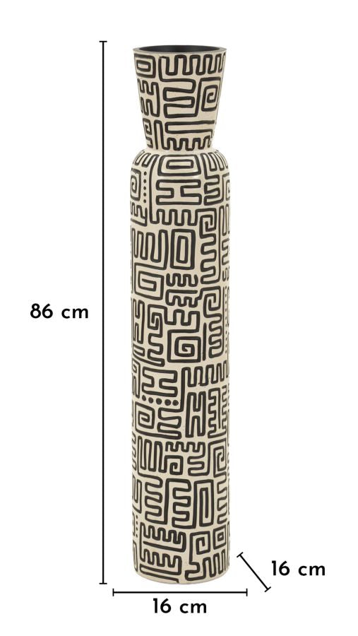 Magas padlóváza Ø 16X86 cm fekete fehér