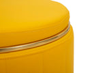 Sárga puff tároló funkcióval műbőr kárpittal Ø 46,5X44