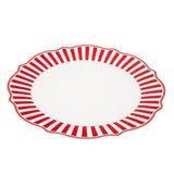 Karácsonyi porcelán lapostányér - 27,5 cm - piros fehér csíkos Royal Christmas