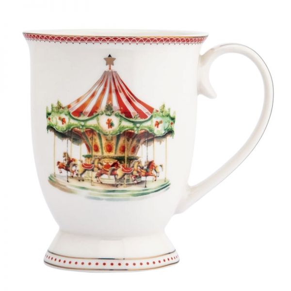 Karácsonyi porcelán bögre - 300 ml körhintás Royal Christmas