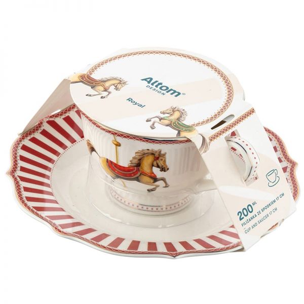 Karácsonyi porcelán csésze aljjal - 200 ml körhintás Royal Christmas