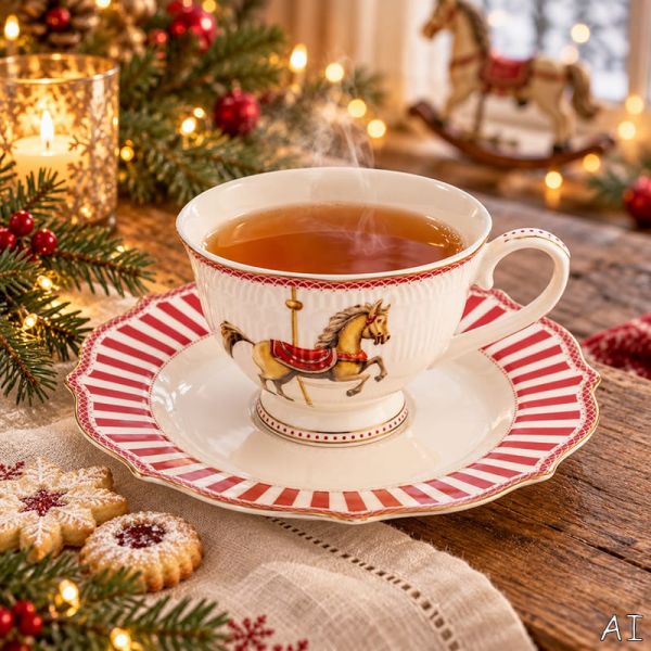 Karácsonyi porcelán csésze aljjal - 200 ml körhintás Royal Christmas