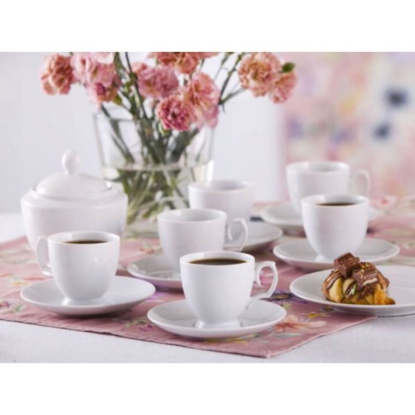 Porcelán espresso kávés csésze aljjal - 100 ml - 6 személyes készlet