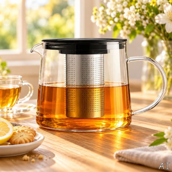 Modern üveg teáskanna szűrővel - 1 liter Altom Design