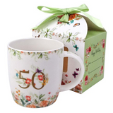 Porcelán ajándék bögre 400 ml díszddobozban 50. születésnap