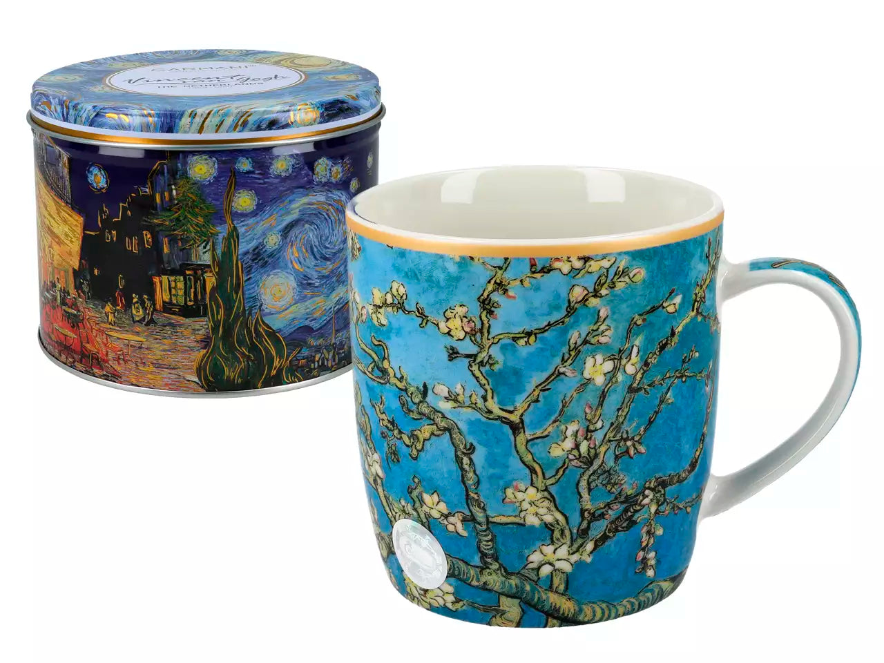 Porcelán bögre 380 ml fém díszdobozban Van Gogh Mandulavirágzás