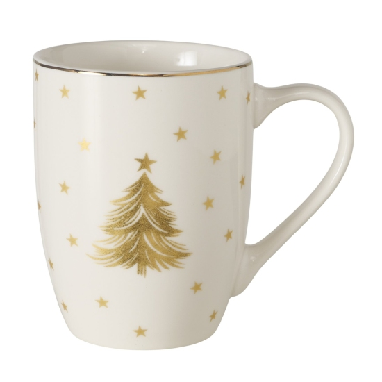 Karácsonyi porcelán bögre arany fenyőfás 330 ml