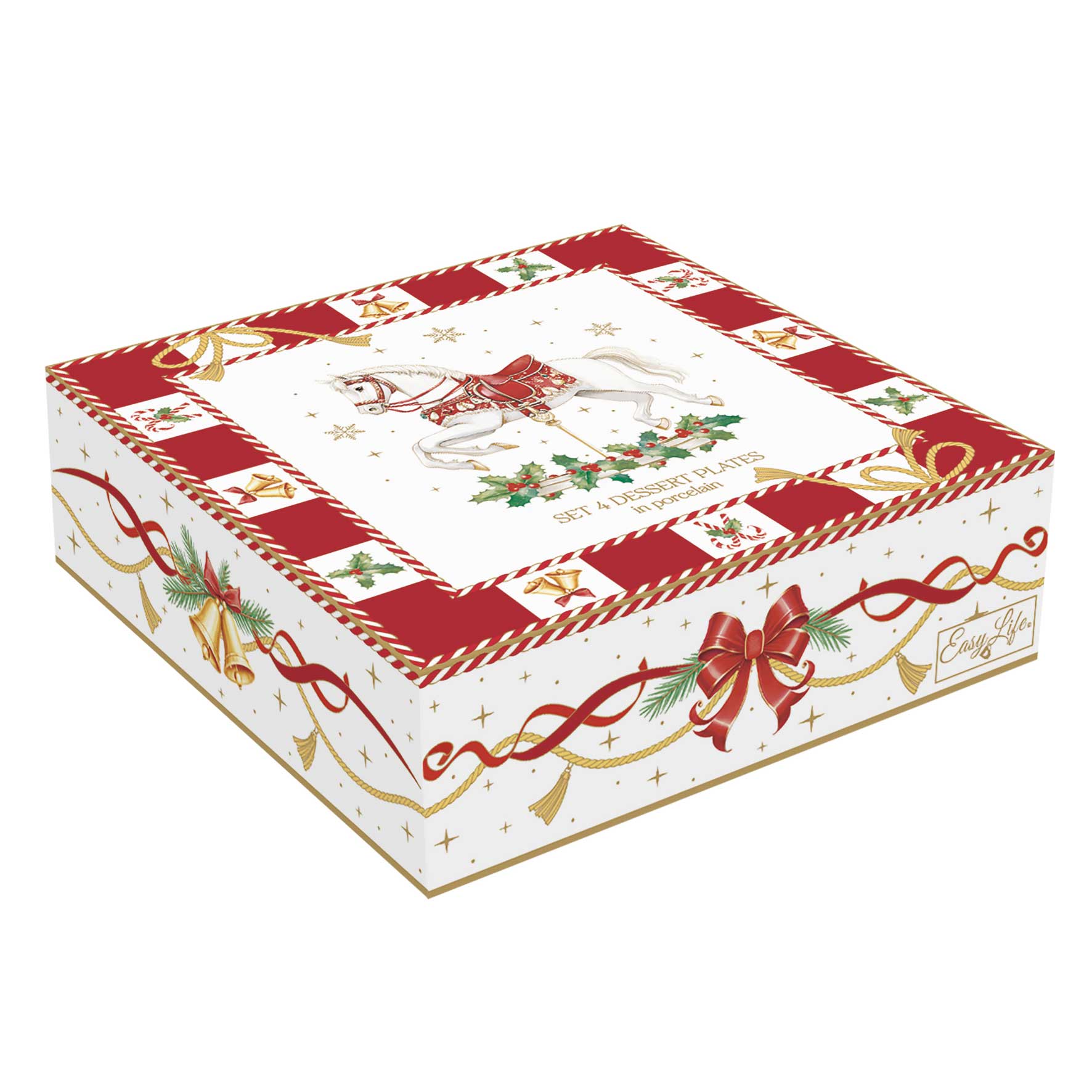 Karácsonyi porcelán kicsi desszertes tányér 4 db szett Ø 16 díszdobozban Christmas Tale