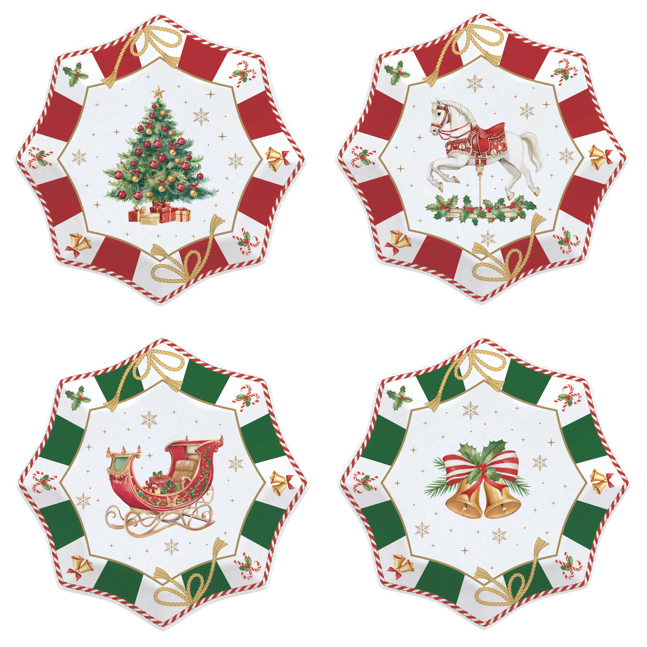 Karácsonyi porcelán kicsi desszertes tányér 4 db szett Ø 16 díszdobozban Christmas Tale