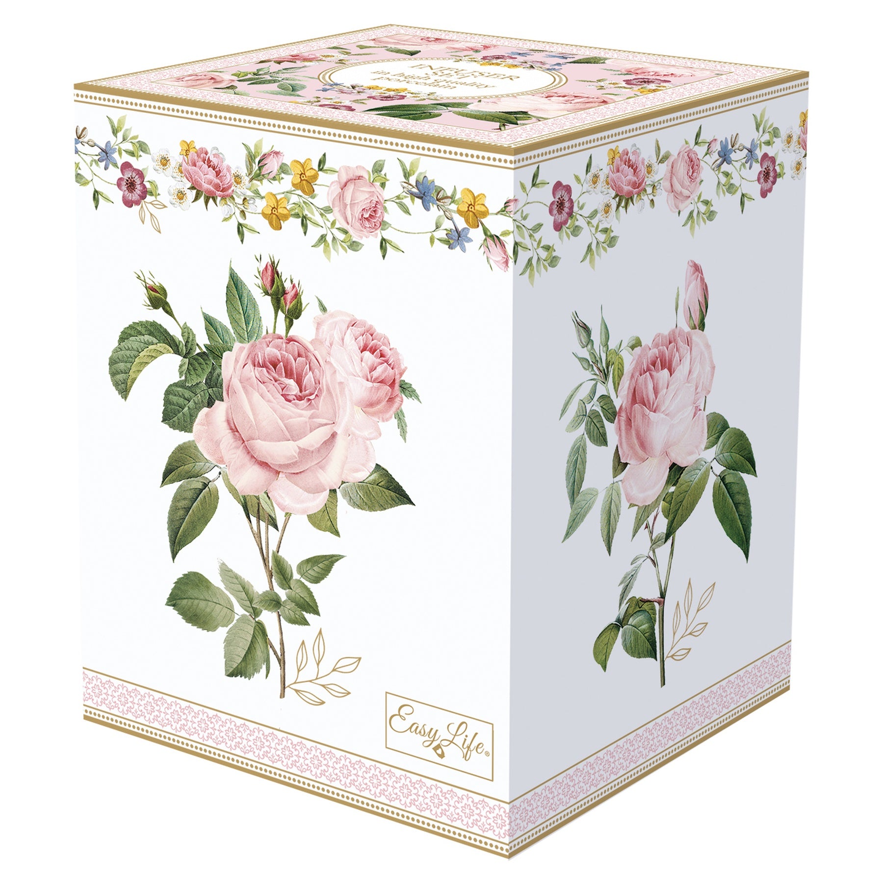 Porcelán bögre fém szűrővel díszdobozban – Rózsa mintás 350 ml