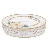Karácsonyi porcelán desszertes tányér 4 db szett díszdobozban fehér arany mikulásvirág White Elegance