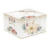 Karácsonyi porcelán eszpresszó csésze szett 2 személyes szett díszdobozban fehér arany mikulásvirág White Elegance