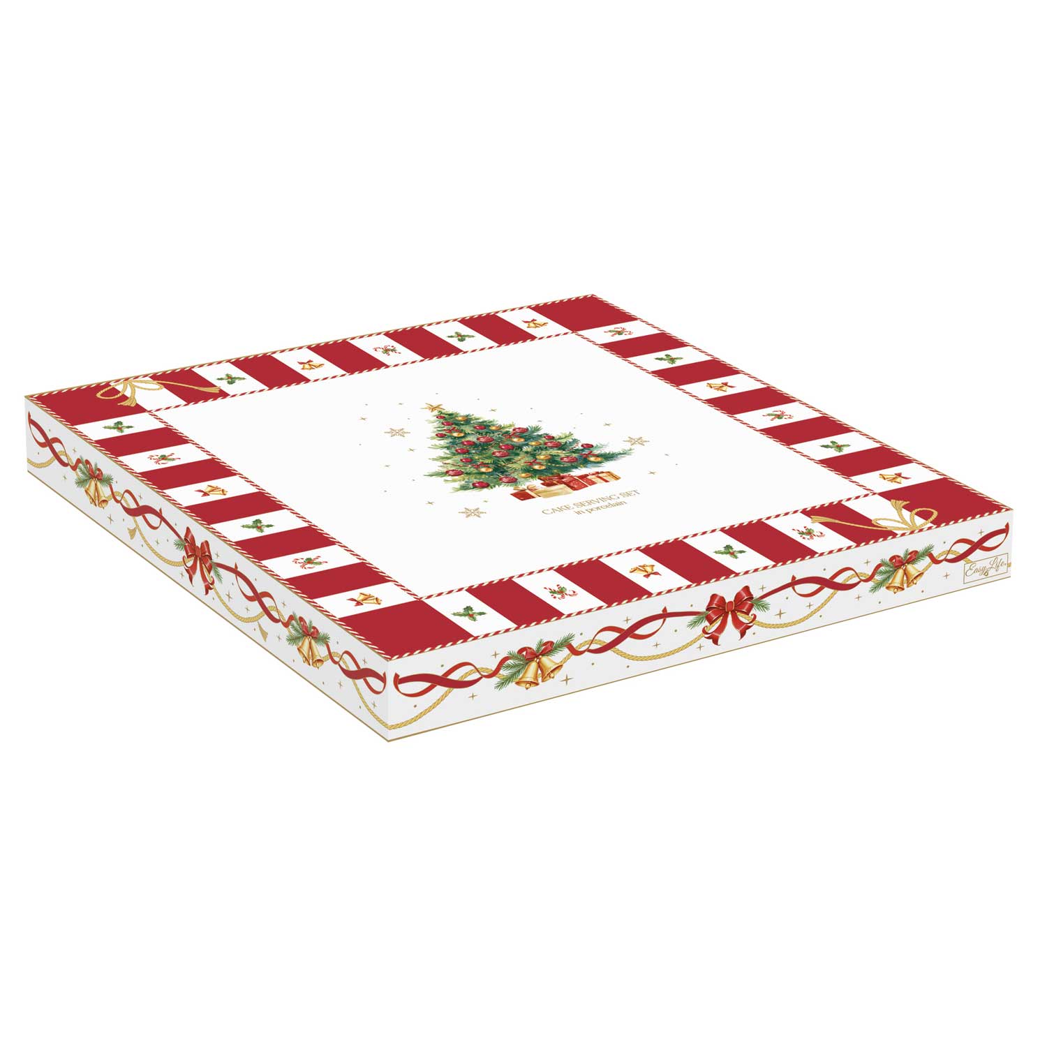 Karácsonyi porcelán tortatál süteményes lapáttal díszdobozban Christmas Tale