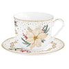 Karácsonyi porcelán nagy reggeliző csésze 370 ml díszdobozban fehér arany mikulásvirág White Elegance