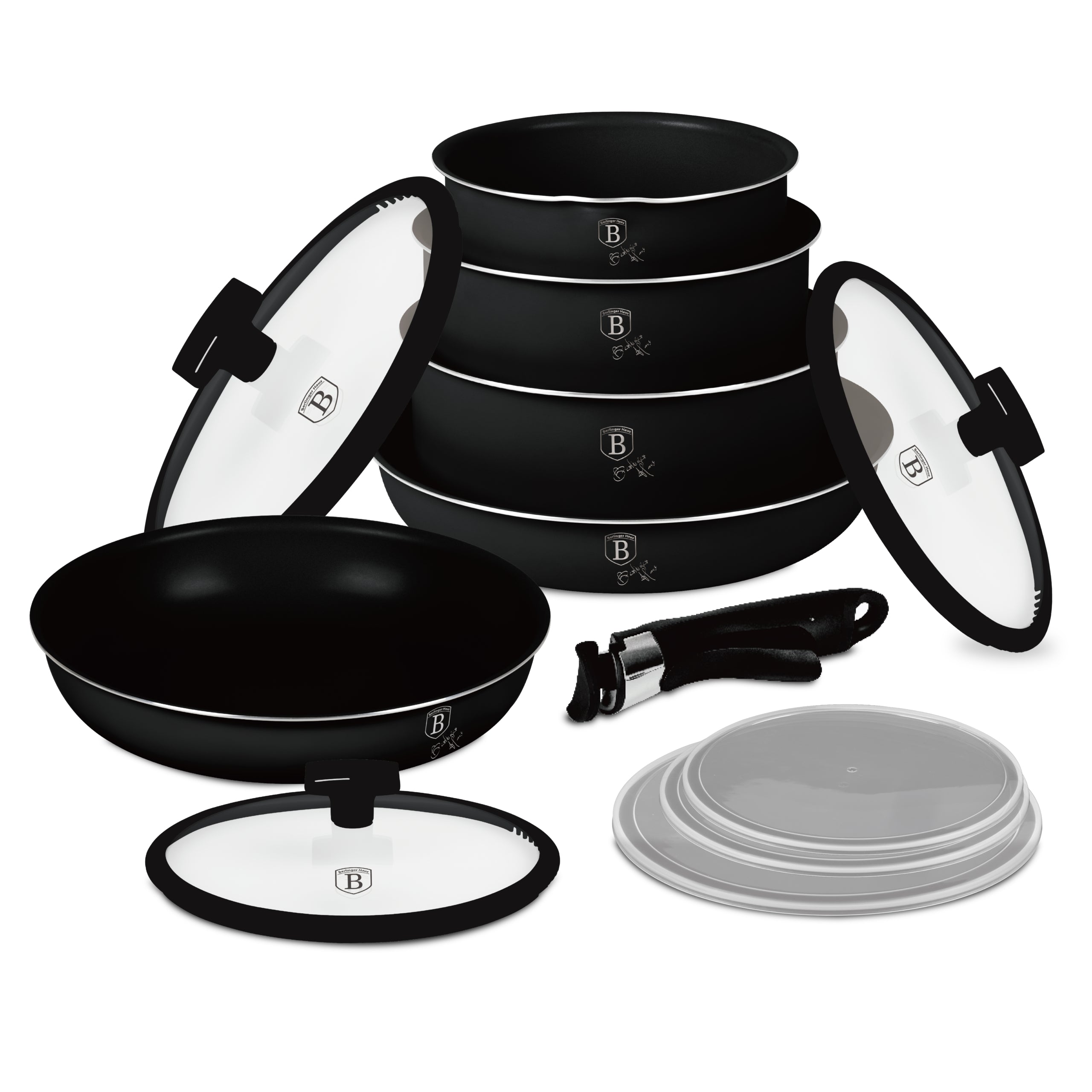 12 részes indukciós edénykészlet matt fekete Berlinger Haus Matte Black