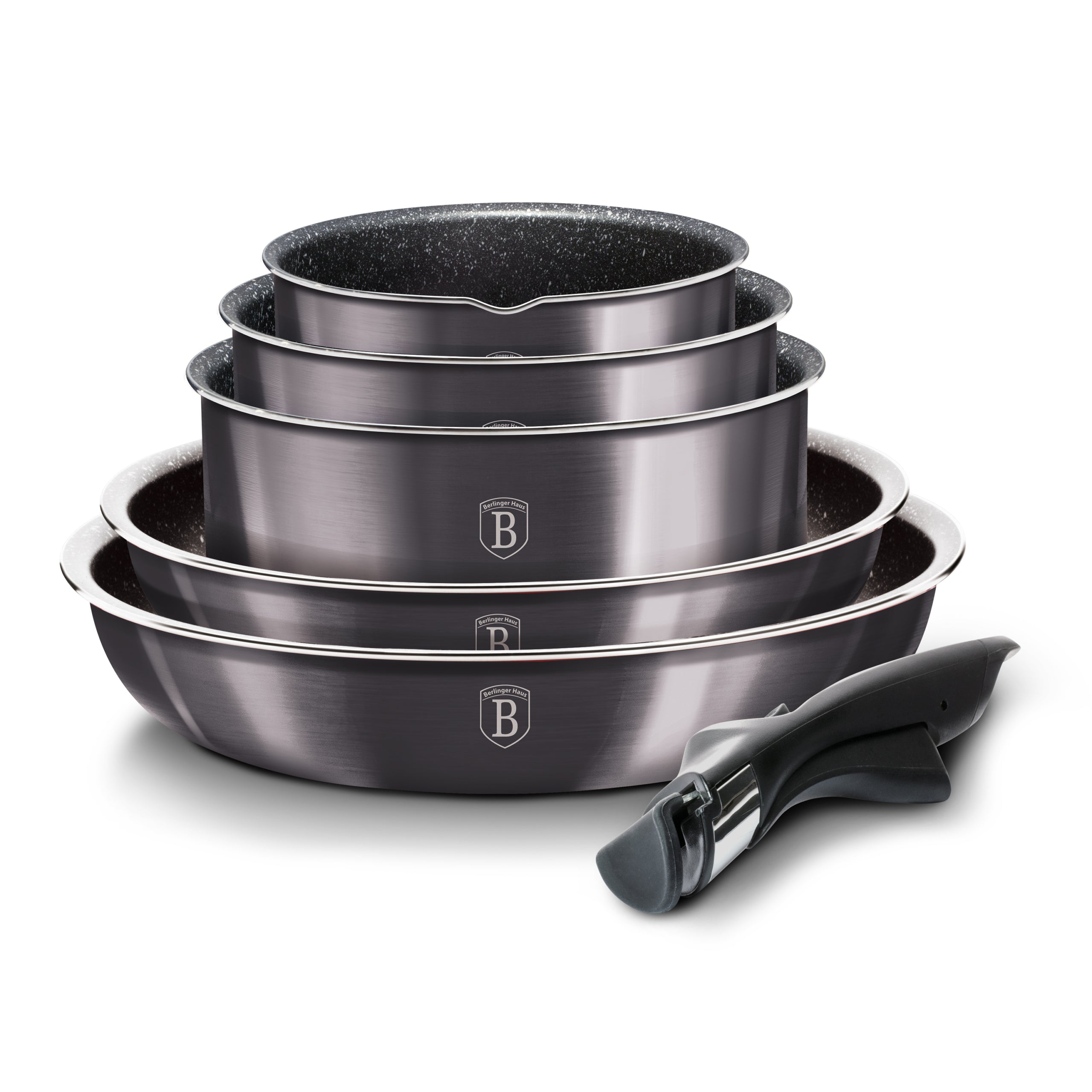 12 részes indukciós edénykészlet szürke Berlinger Haus Metallic Line Carbon Edition