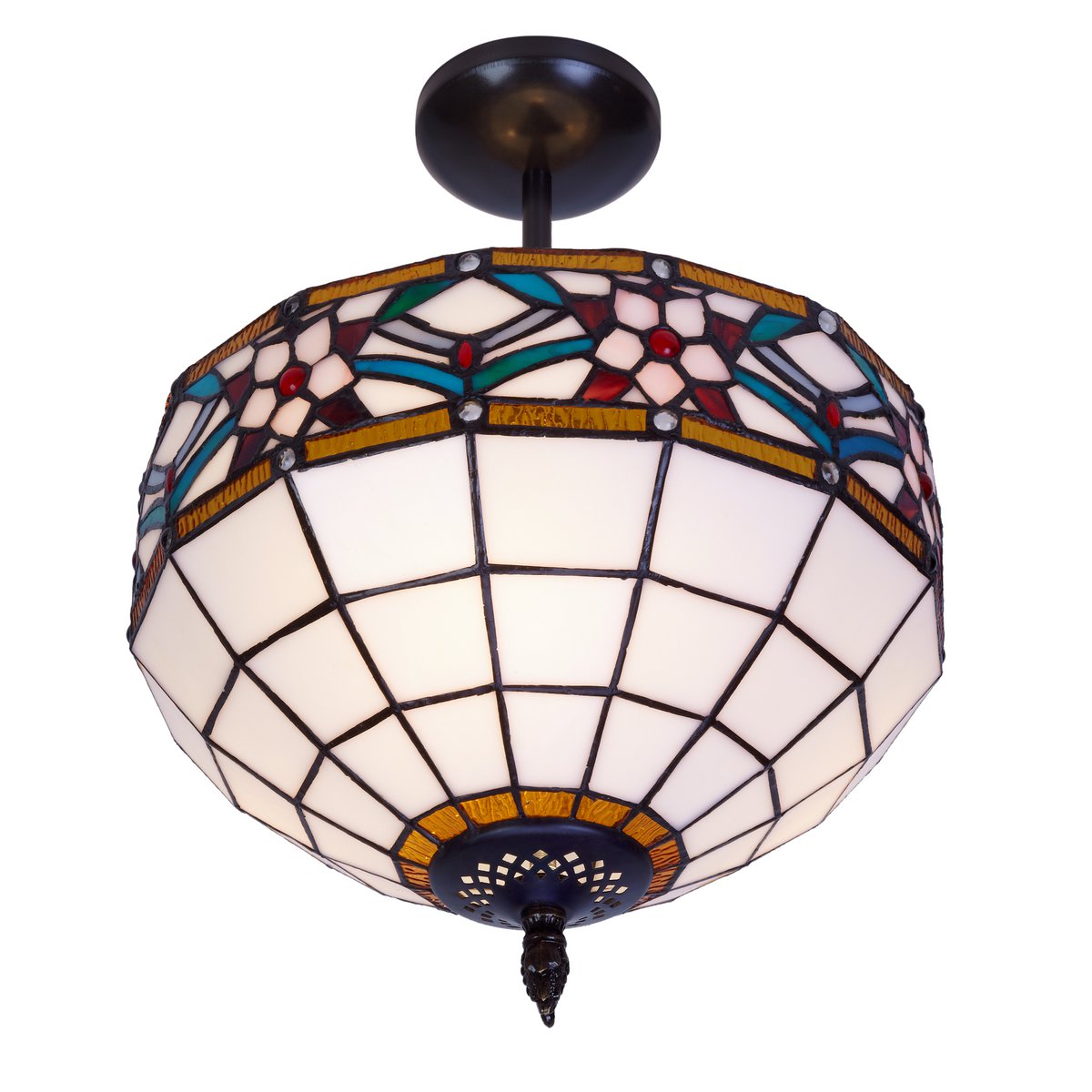 Tiffany mennyezeti lámpa 30 cm – Museum, fehér