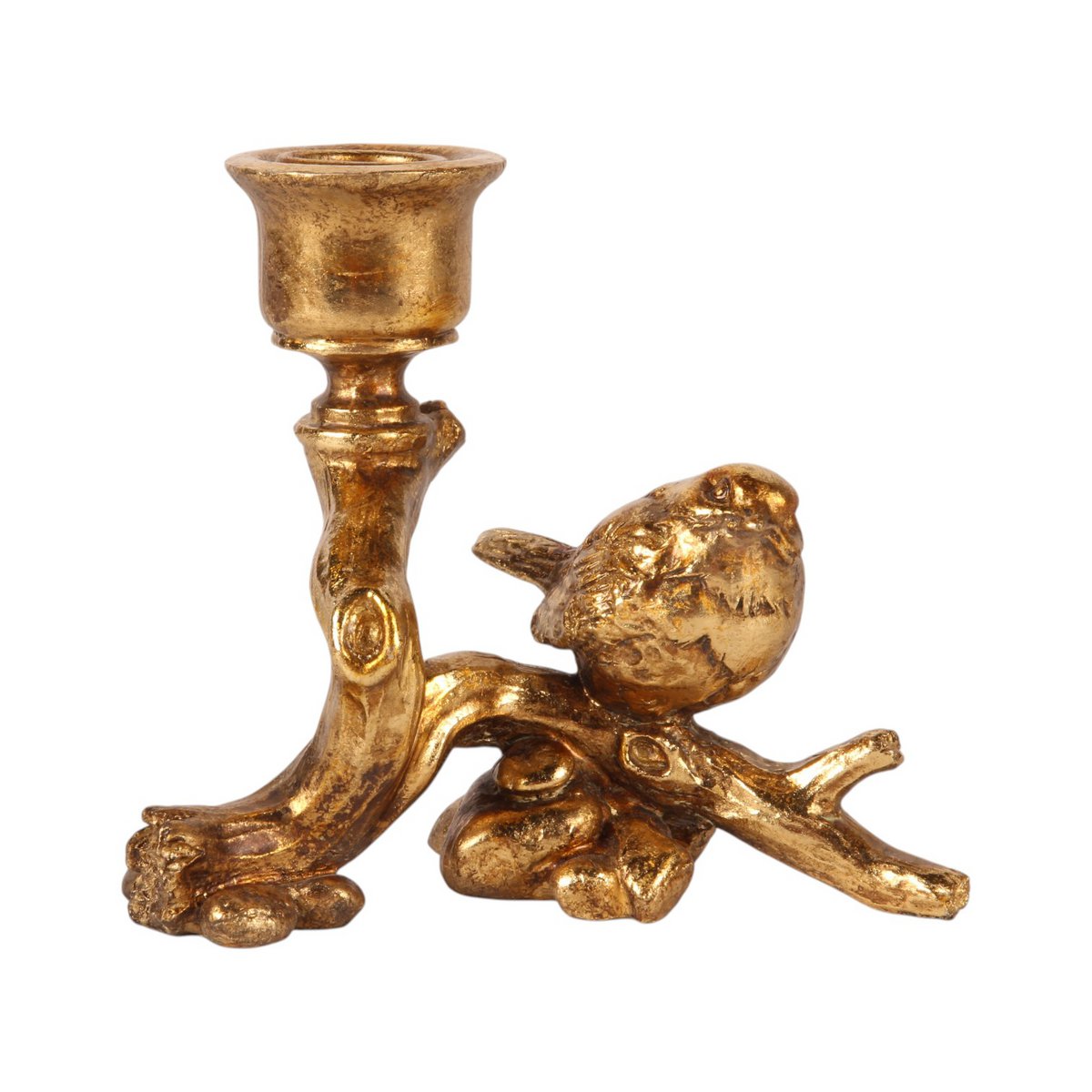Vintage gyertyatartó 12 cm – madaras, arany
