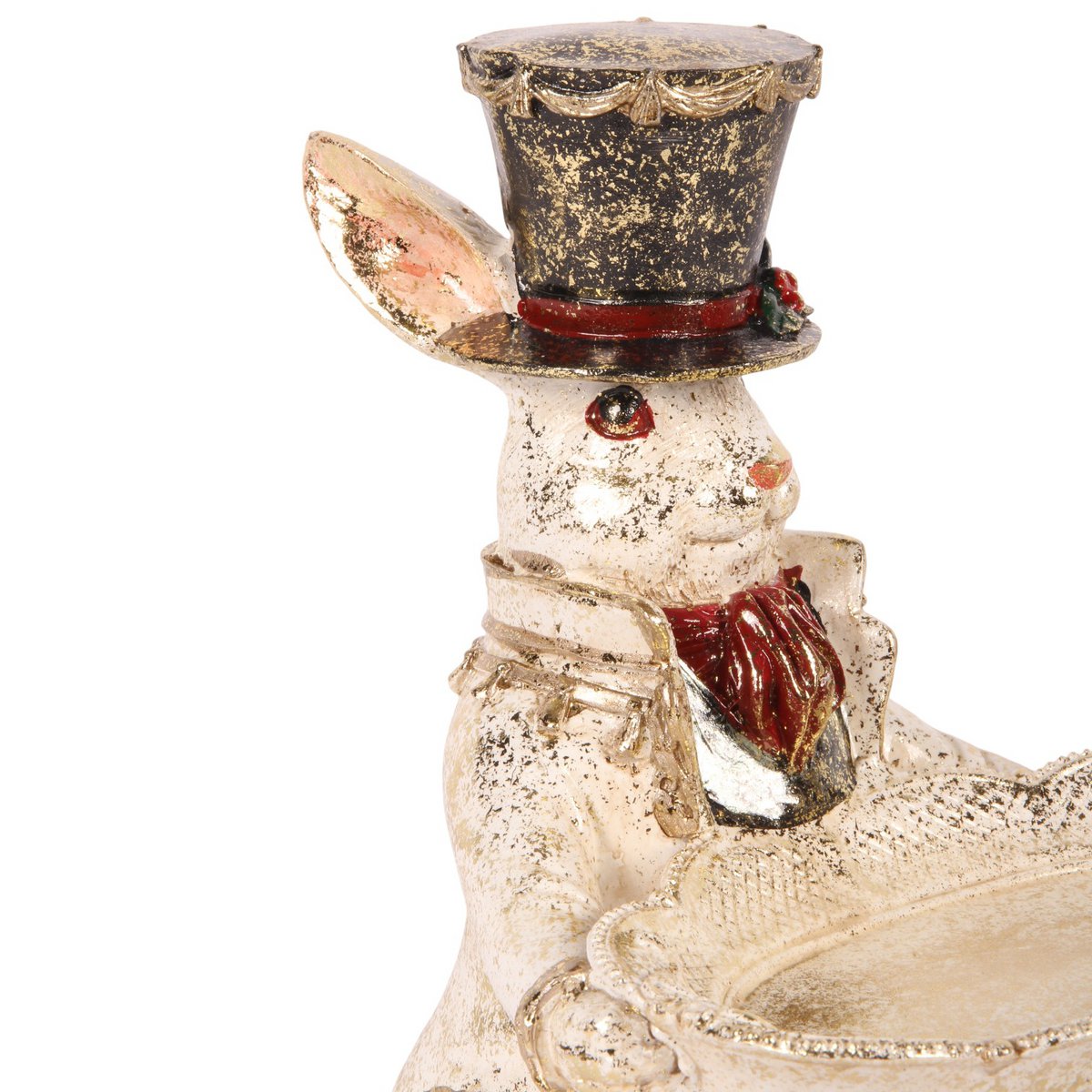 Dekor figura nyúl tálcával 23 cm – fehér