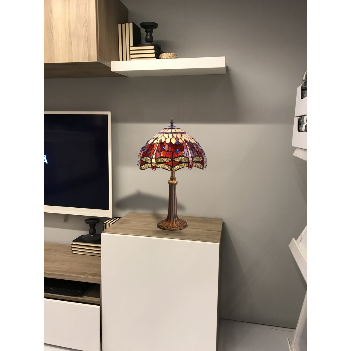 Tiffany asztali lámpa 30 cm – Belle Rouge, Garnet