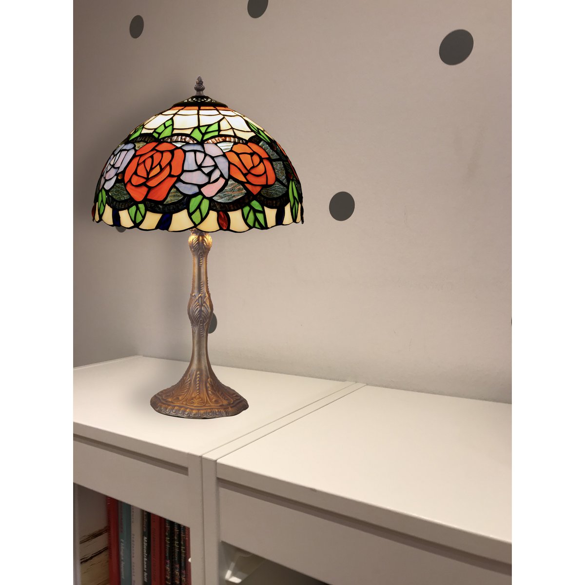 Tiffany asztali lámpa 30 cm – Rosy, többszínű