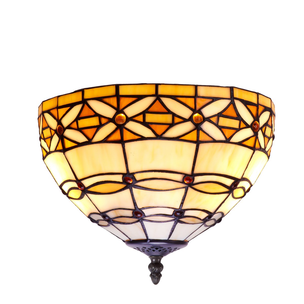 Tiffany mennyezeti lámpa 30 cm – Ivory, barna-arany-narancssárga