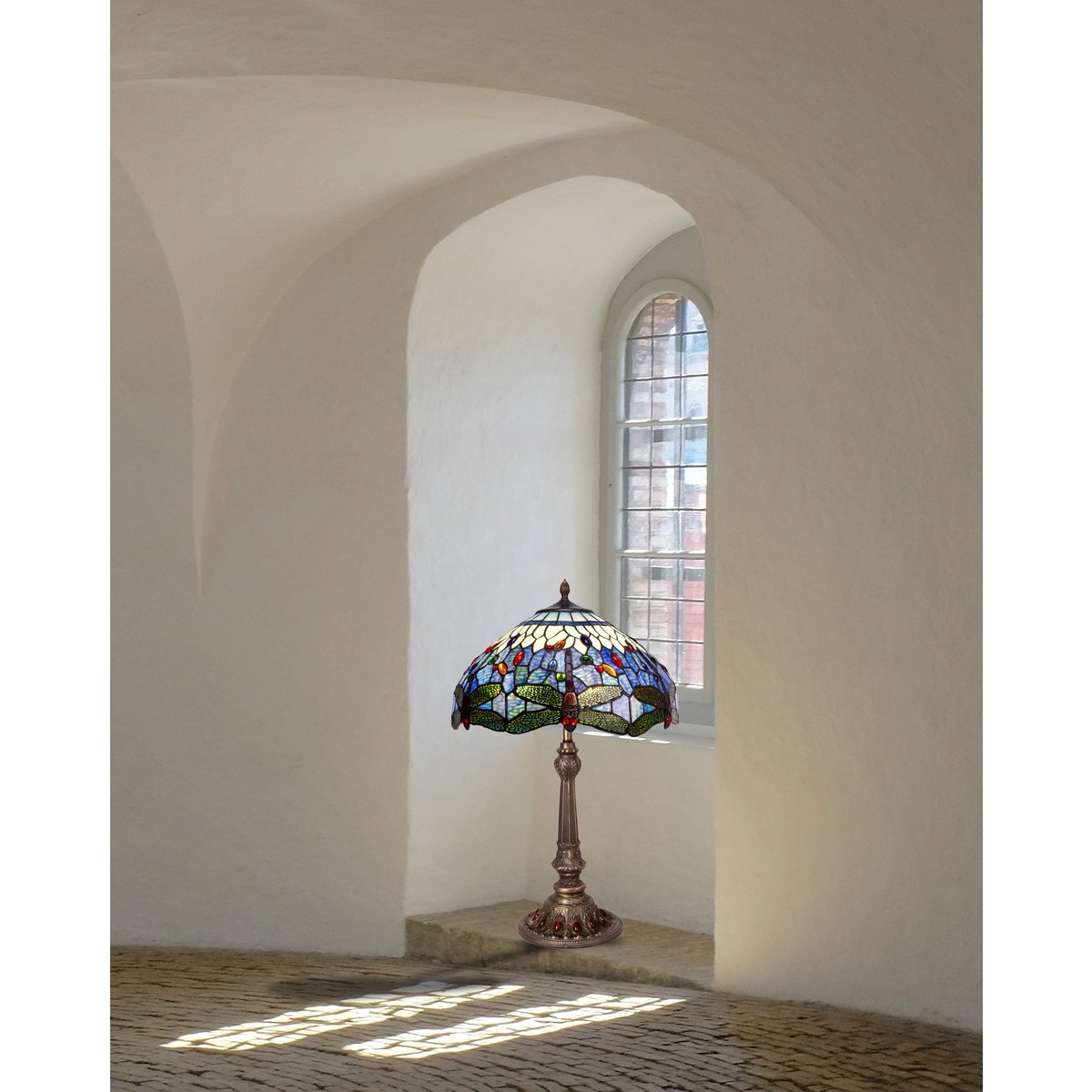 Tiffany asztali lámpa 40 cm – Belle Epoque, kék