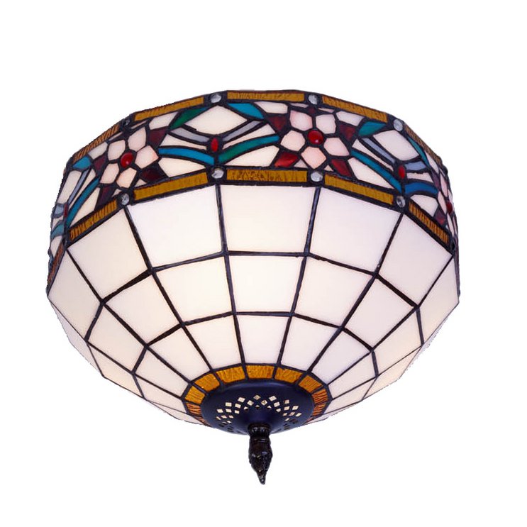 Tiffany mennyezeti lámpa 30 cm – Museum, fehér