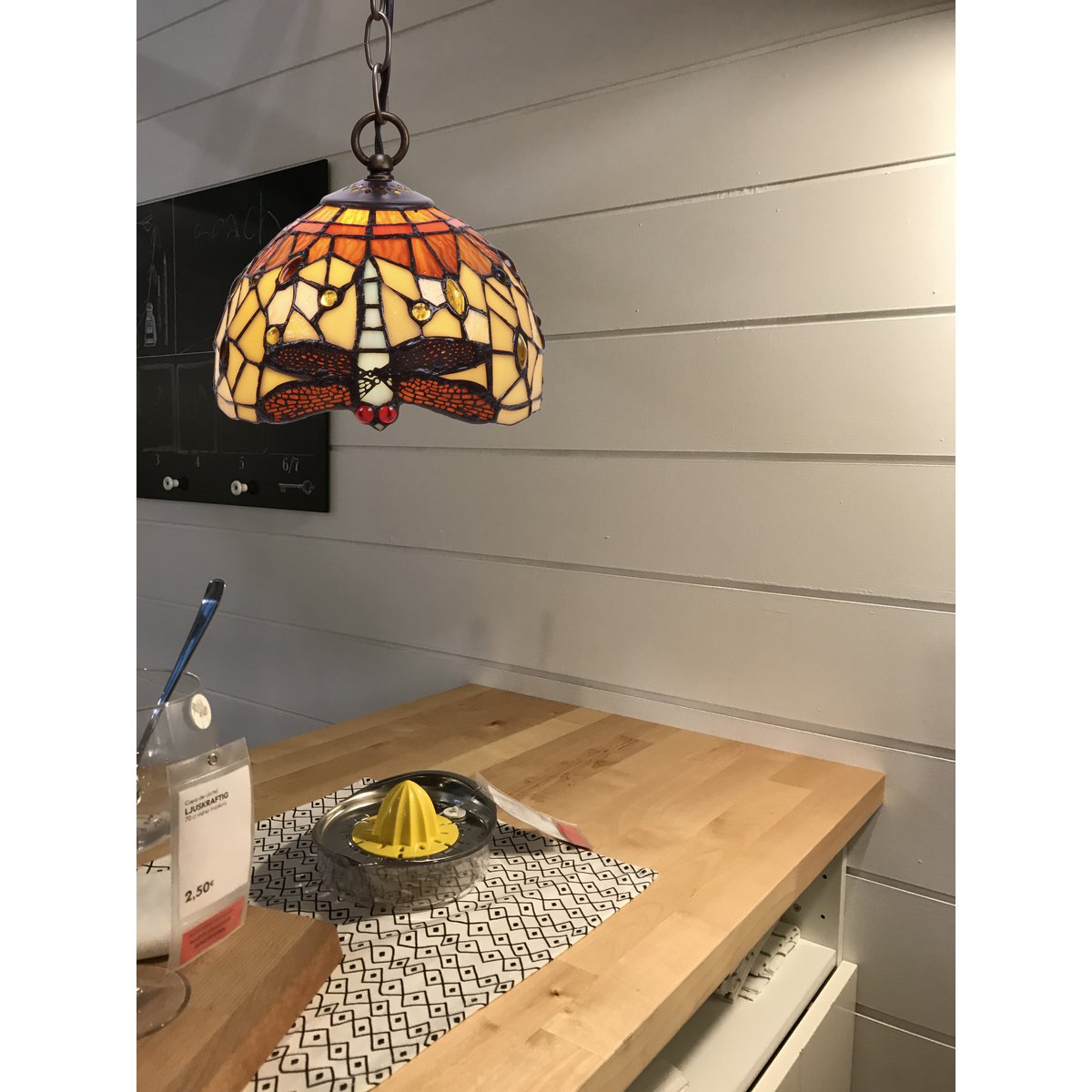 Tiffany függőlámpa 20 cm – Belle Amber, borostyán