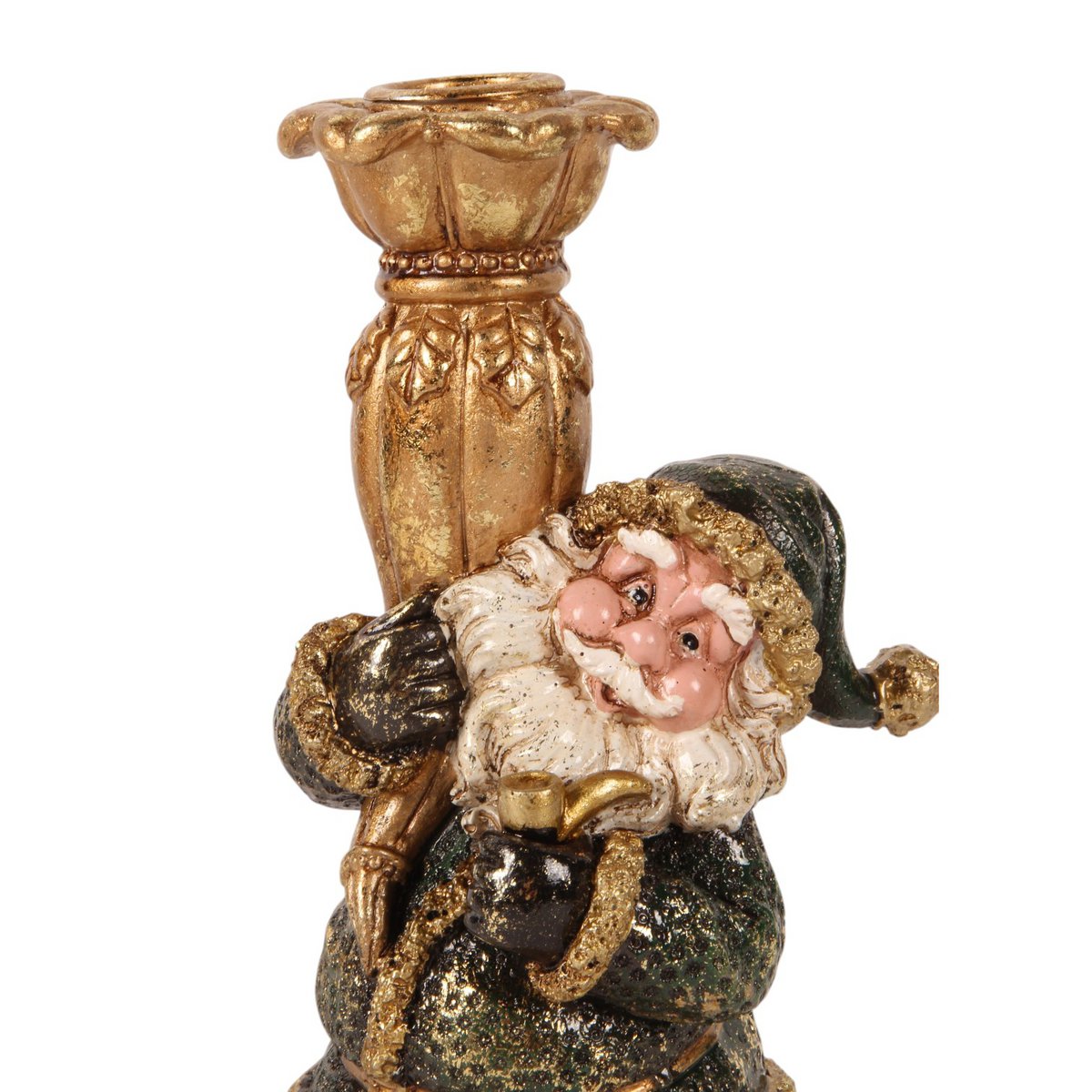 Vintage gyertyatartó 23 cm – mikulásos, zöld