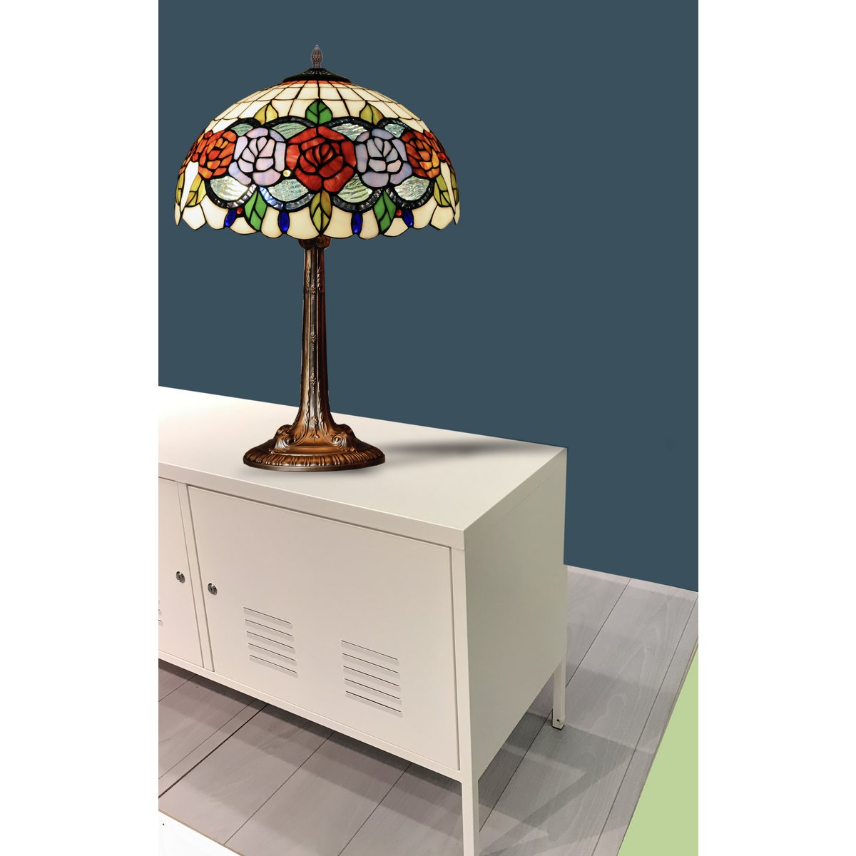 Tiffany asztali lámpa 40 cm – Rosy, többszínű