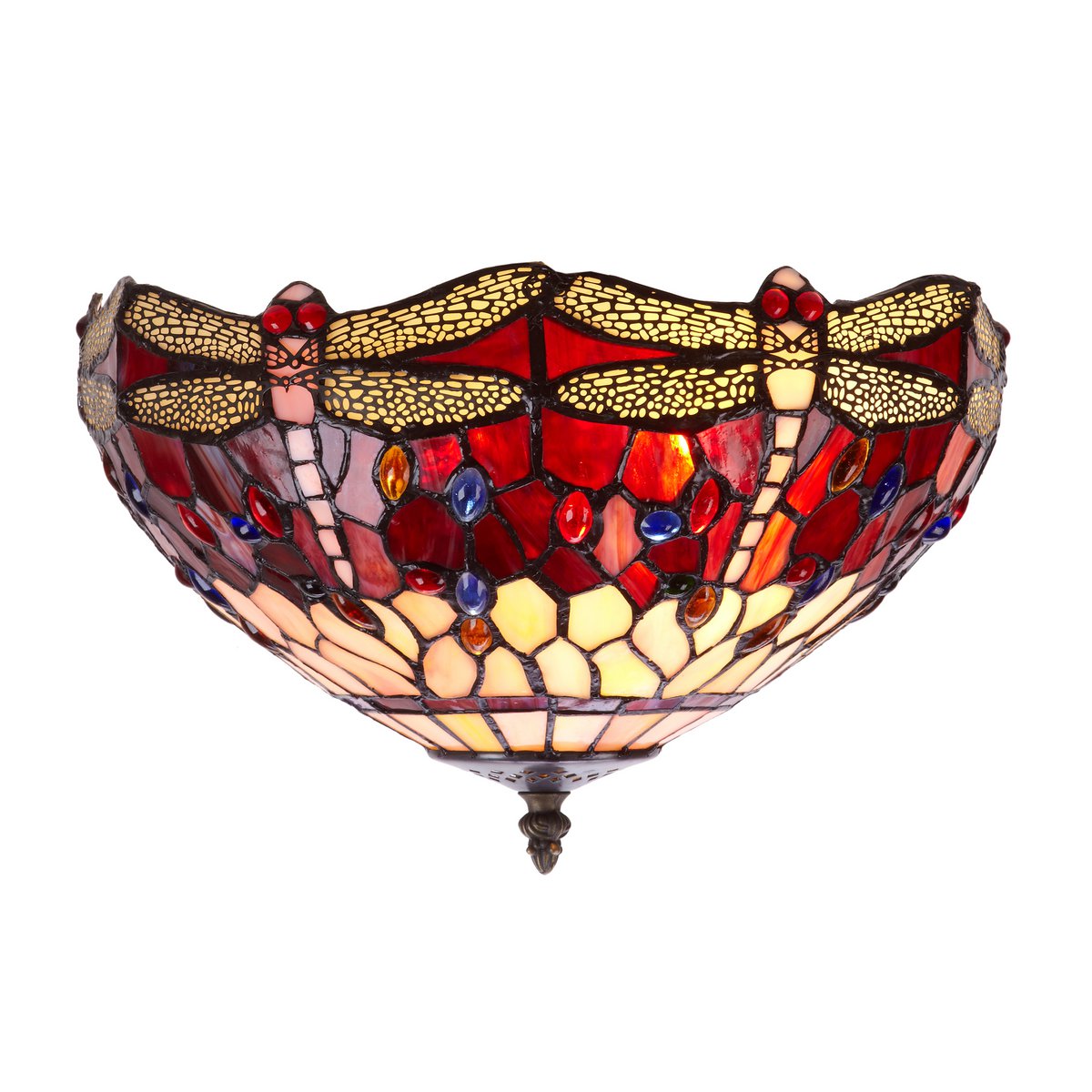 Tiffany mennyezeti lámpa 40 cm – Belle Rouge, GRANATTE