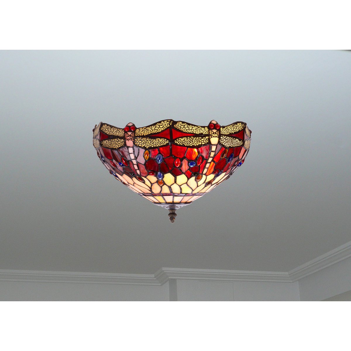 Tiffany mennyezeti lámpa 40 cm – Belle Rouge, GRANATTE