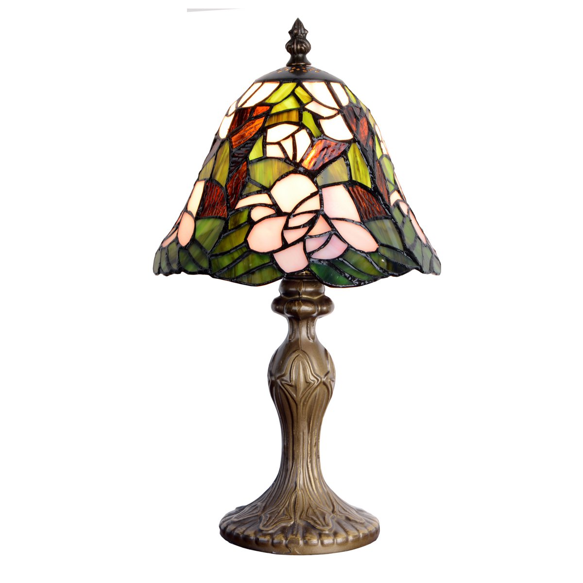 Tiffany asztali lámpa 20 cm – Compact, barna