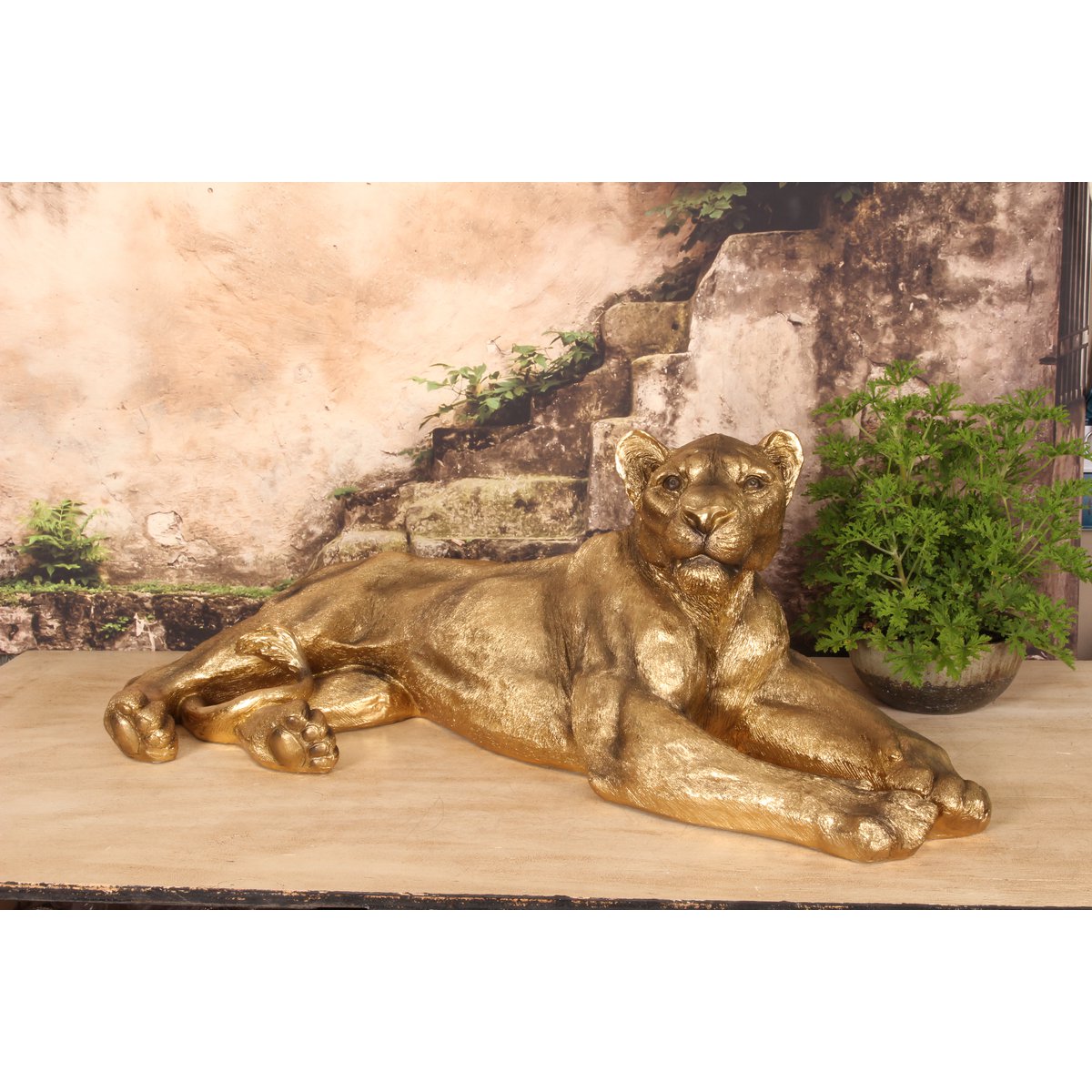 Dekor figura oroszlán 110 cm – arany