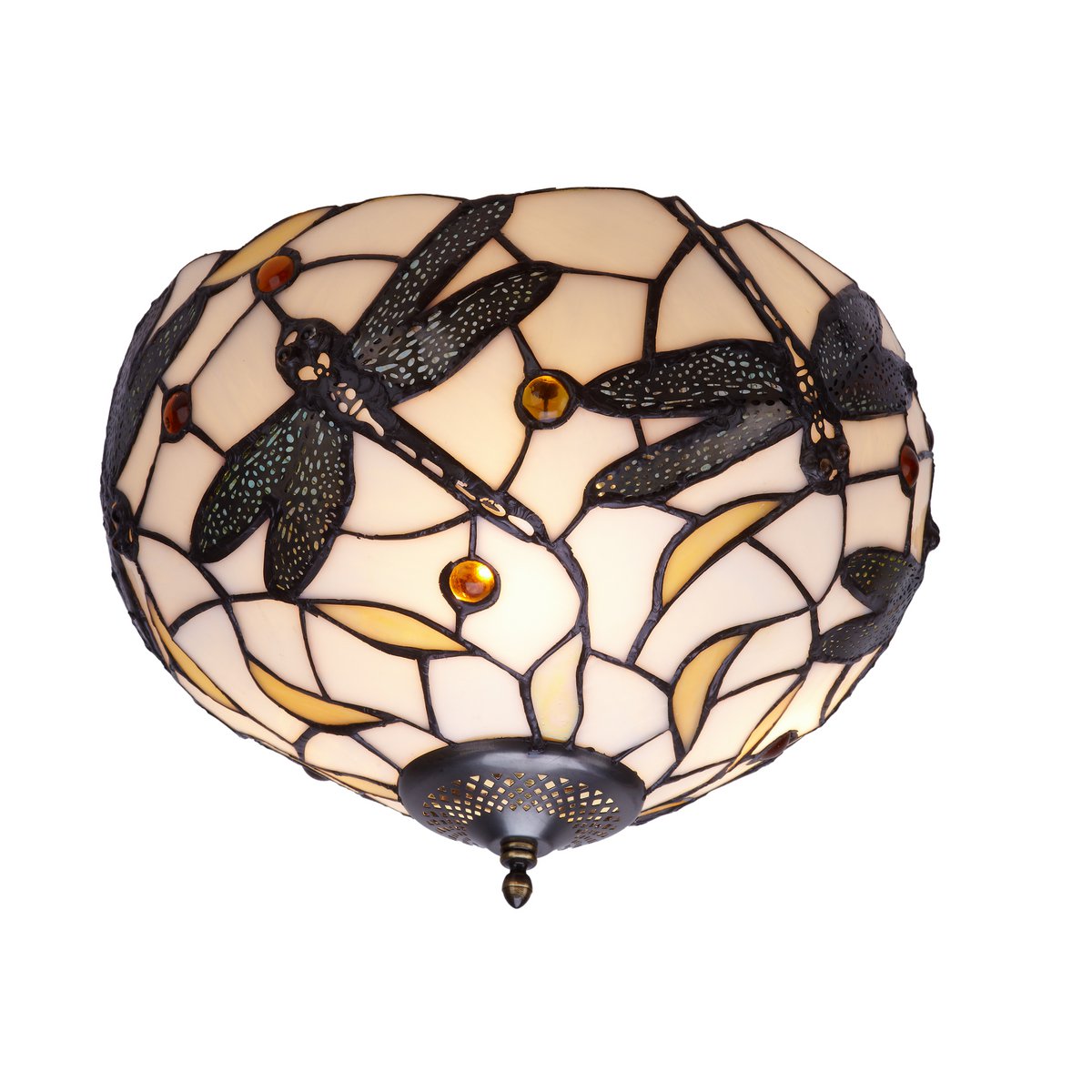 Tiffany mennyezeti lámpa 45 cm – Pedrera, fehér