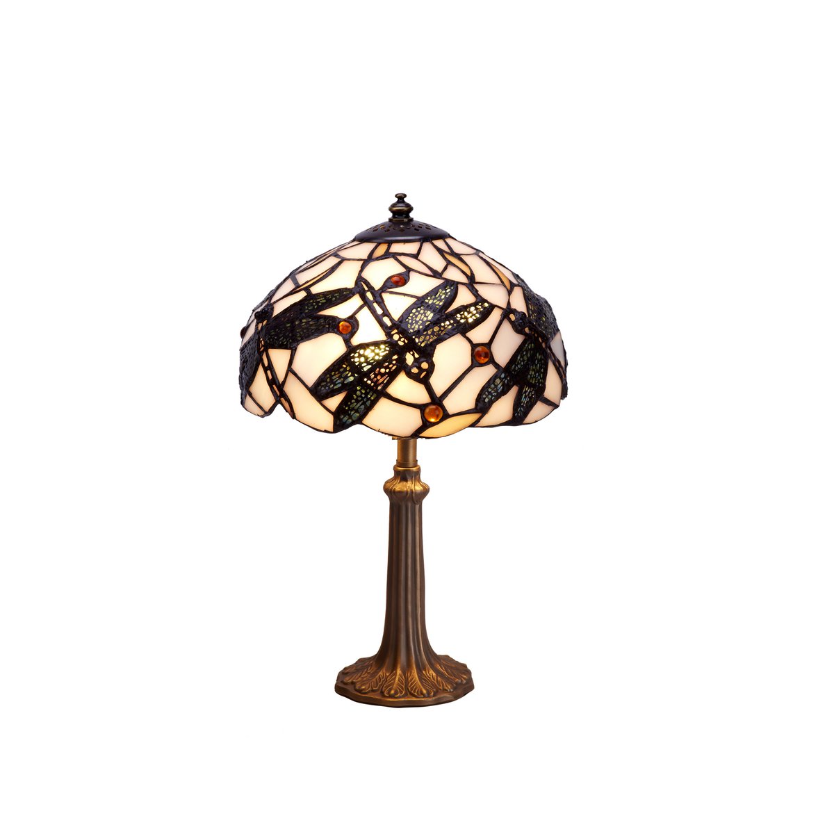 Tiffany asztali lámpa 30 cm – Pedrera, piros-barna