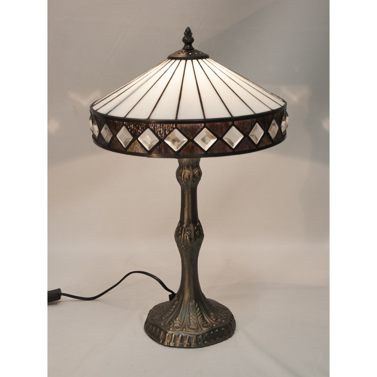 Tiffany asztali lámpa 30 cm – Illumina, fehér