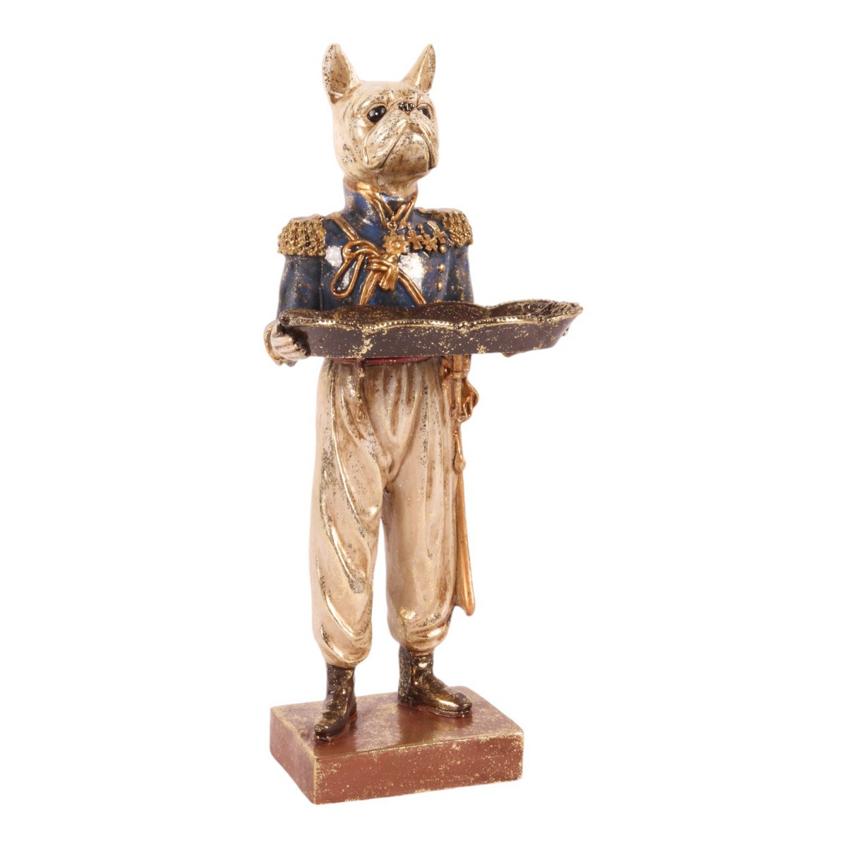 Dekor figura kutya tálcával 35 cm