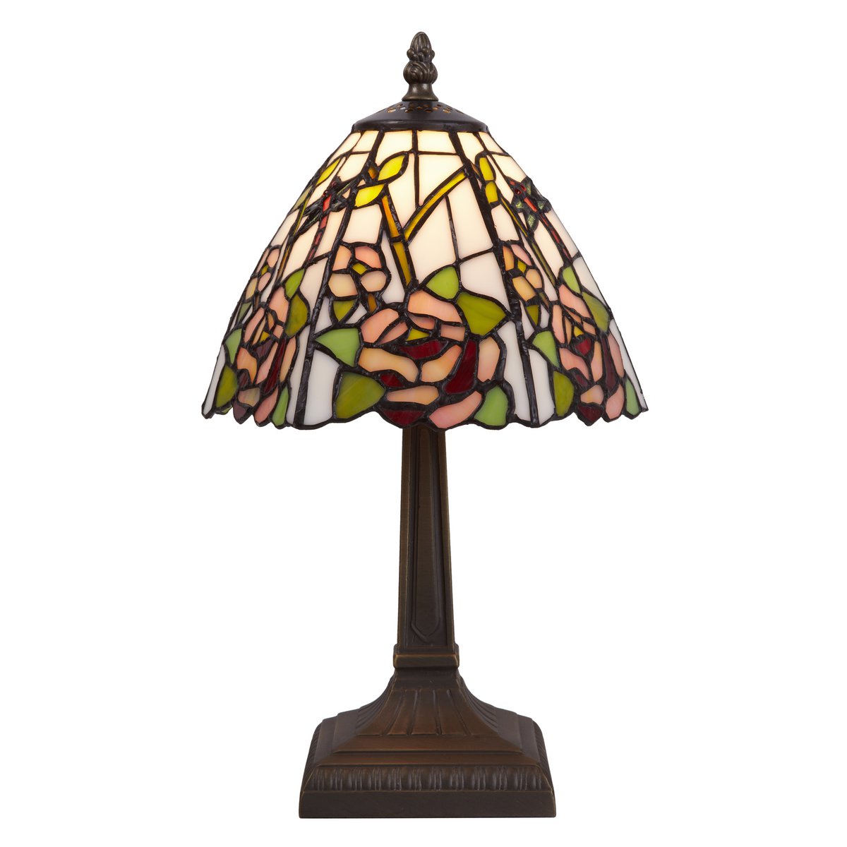 Tiffany asztali lámpa 20 cm – Compact, fehér