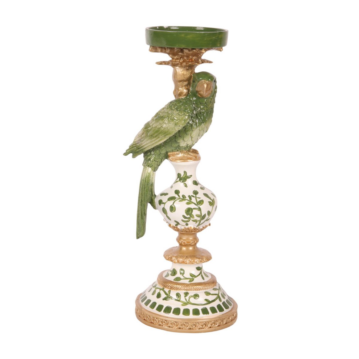 Vintage gyertyatartó 32 cm – papagájos, zöld
