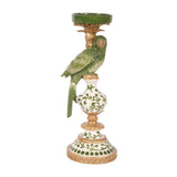 Vintage gyertyatartó 32 cm – papagájos, zöld