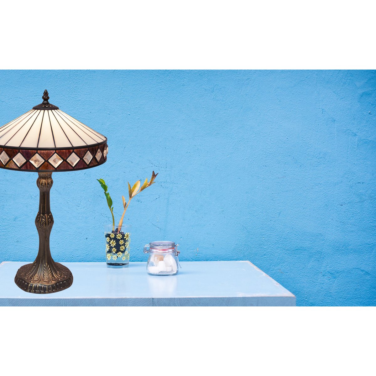 Tiffany asztali lámpa 30 cm – Illumina, fehér
