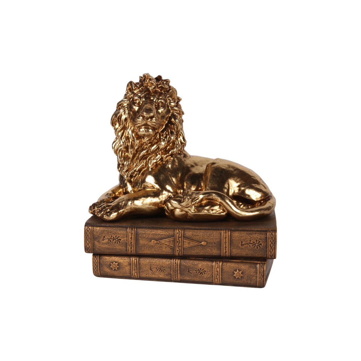 Dekor figura oroszlán könyveken 21 cm – arany