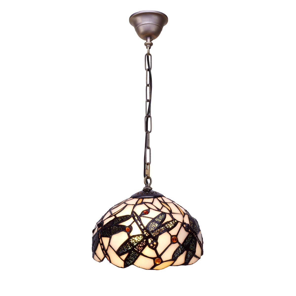 Tiffany függőlámpa 20 cm – Pedrera, fehér