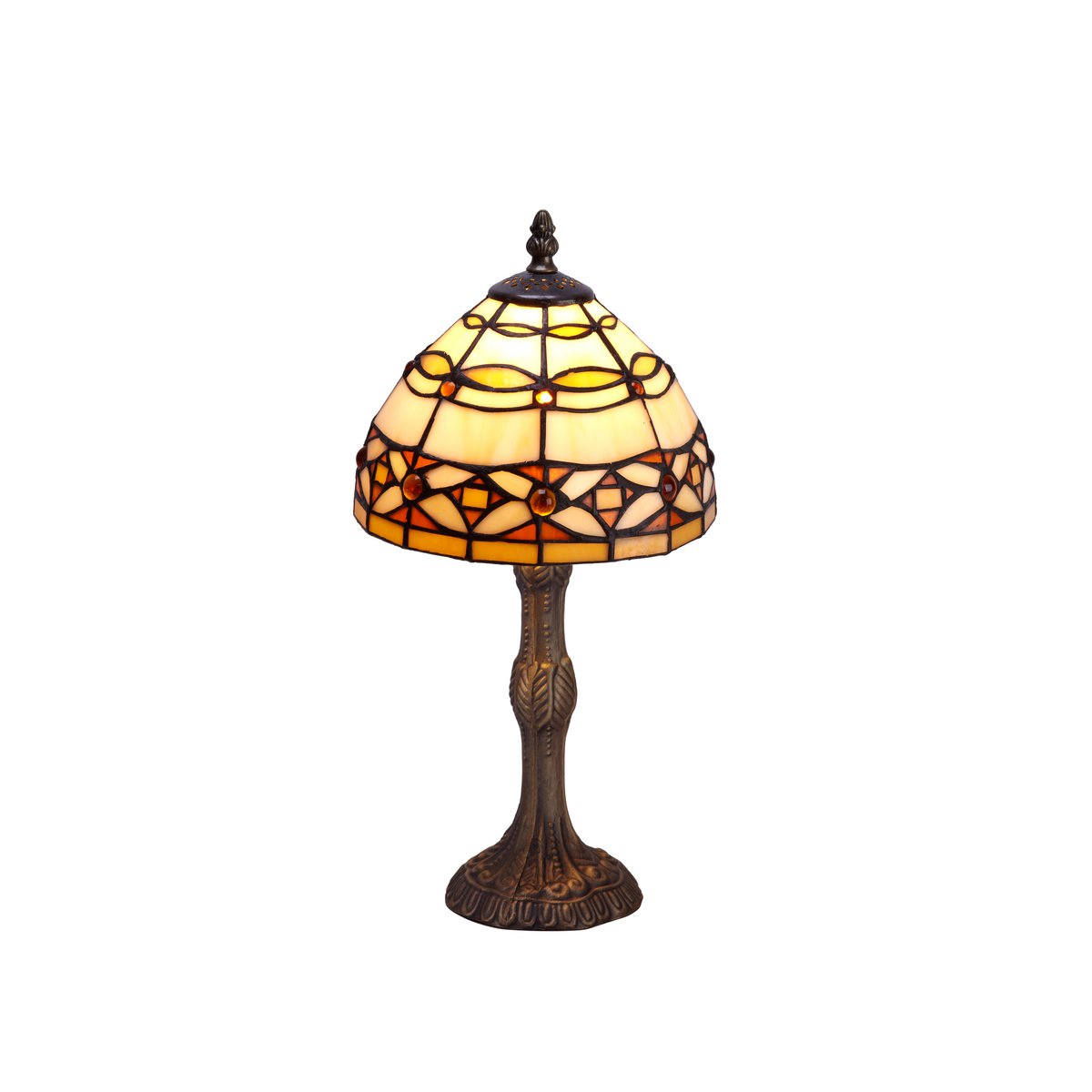 Tiffany asztali lámpa 20 cm – Ivory, bézs-fekete-barna