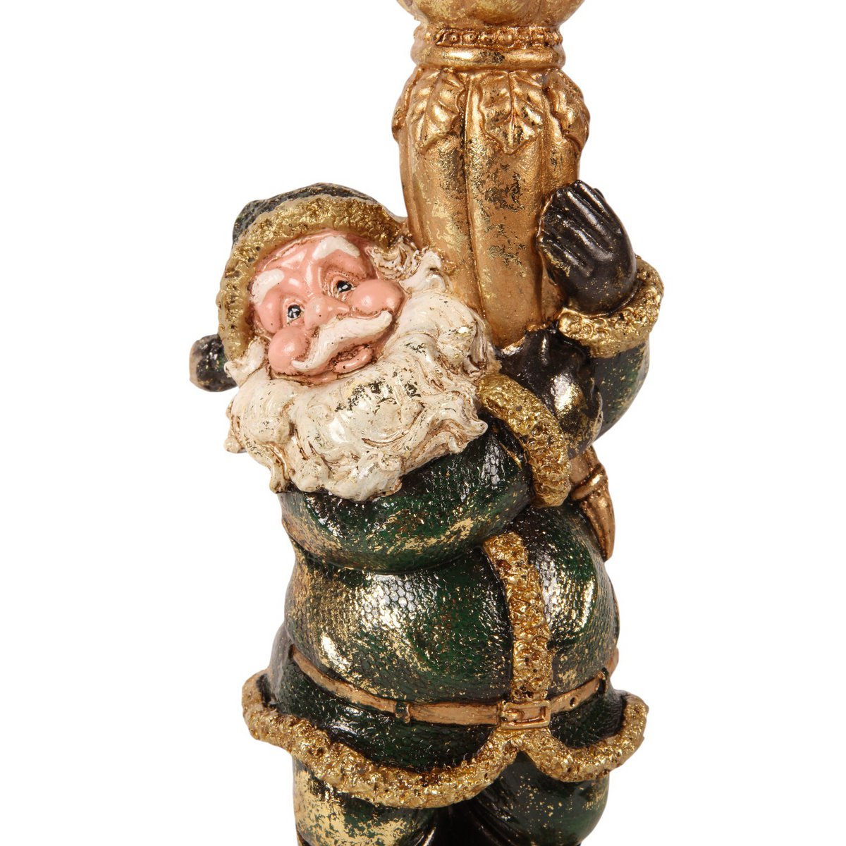 Vintage gyertyatartó 23 cm – mikulásos, zöld
