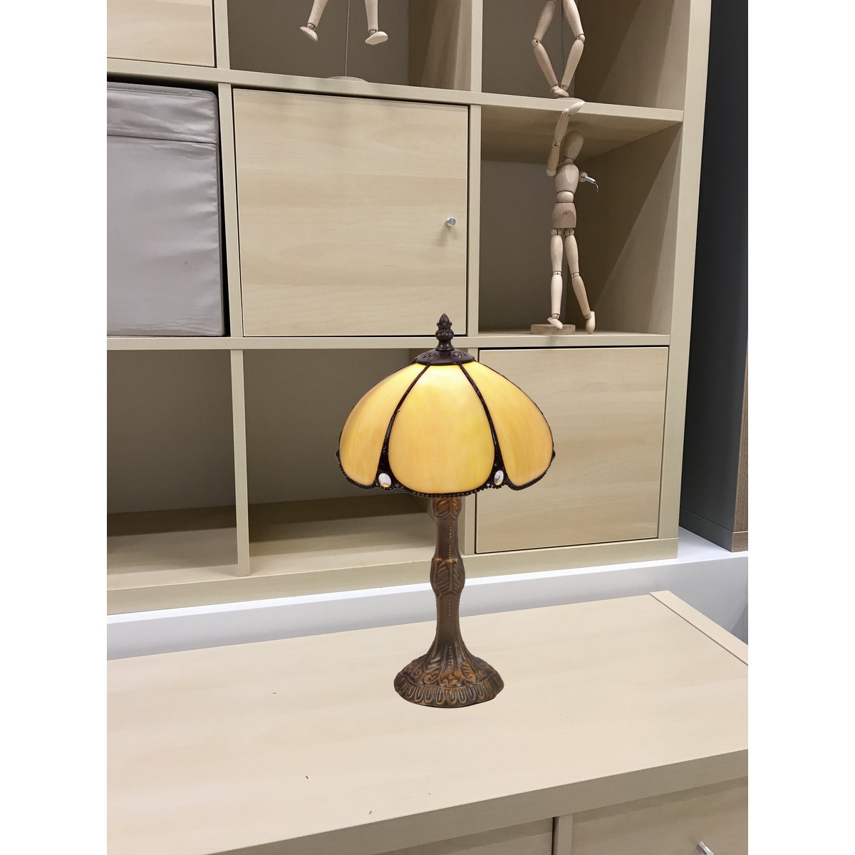 Tiffany asztali lámpa 20 cm – Virginia, bézs