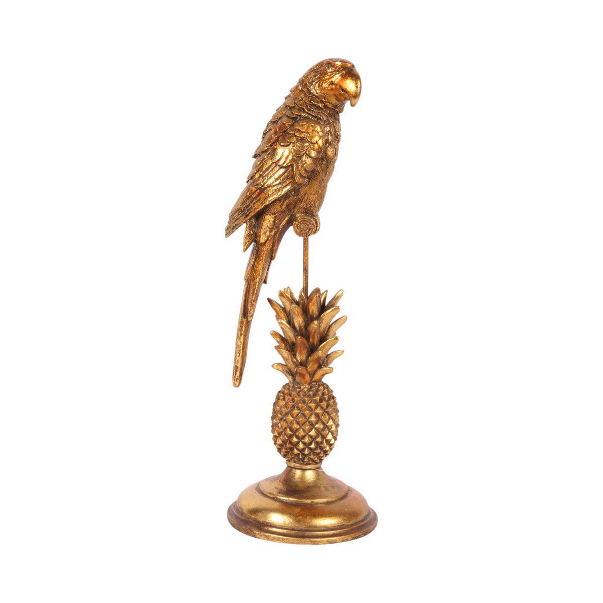 Dekor figura papagáj figura talapzaton – arany