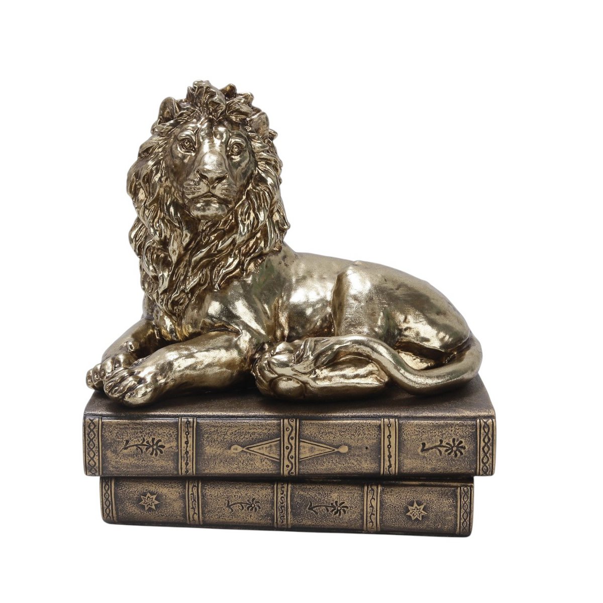 Dekor figura oroszlán könyveken 21 cm – arany